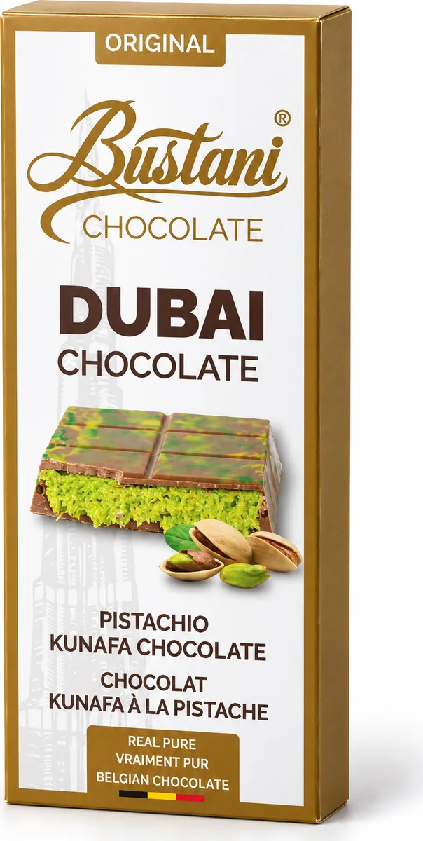 Dubai Chocolate bar, pistachio kunafa